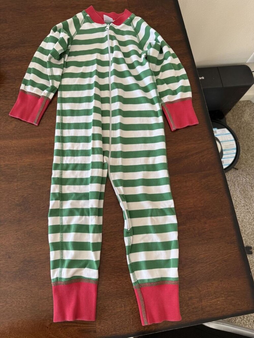 Hanna Andersson Holiday Stripe Zip Sleeper 1 Piece Cotton Christmas Pajama - Picture 3 of 3